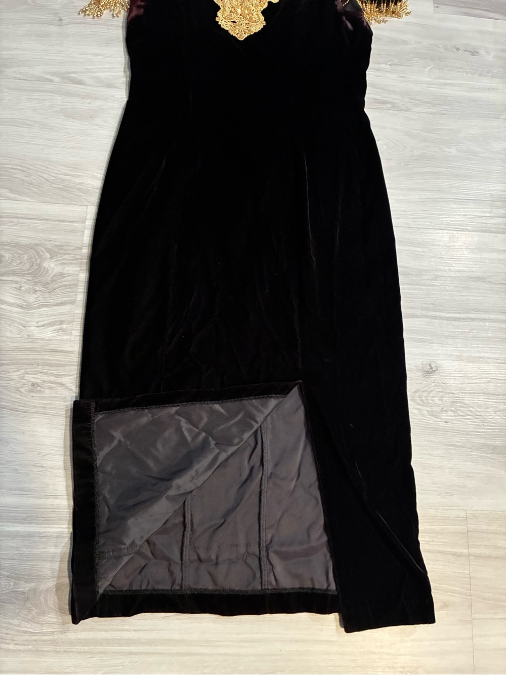 Speed Brand Vintage 80s Black Velvet Gold Beaded Party Prom dress - Picture 5 of 16